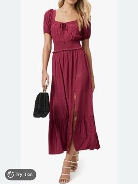 Paige Avonne Dobby Maxi Dress Floral Smocked Self-Tie Bow Size S BNWT - $269